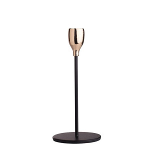 Świecznik metalowy czarno-złoty 18,5 cm