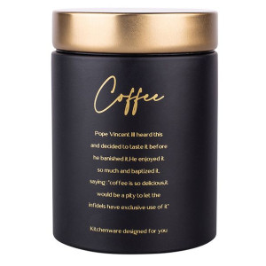 Puszka / pojemnik na kawę ze złotą pokrywą czarna, COFFEE