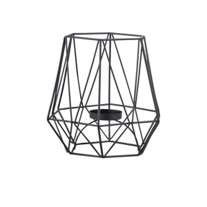 Świecznik Metalowy Geometryczny 13x13x15 Cm Czarny