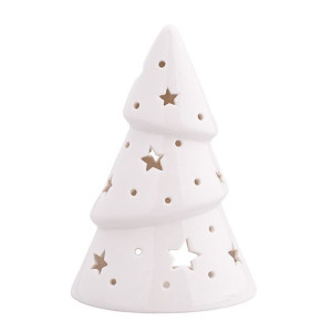 Figurka Porcelanowa Choinka Na Tealight Biała 10x7x15 Cm