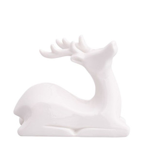 Figurka Porcelanowa Renifer Modern Biała 11x4,5x9,5 Cm