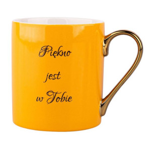 Kubek porcelanowy Sentencja żółty 300 ml