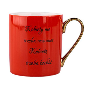 Kubek Prosty Z Sentencją I Uchem W Kolorze Złota Nbc 300 Ml Pomarańczowy De