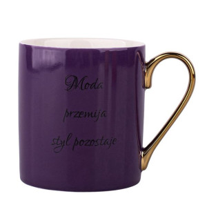 Kubek do kawy i herbaty porcelanowy Sentencja fioletowy 300 ml