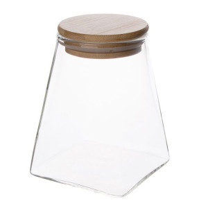 Słoik pojemnik szklany na produkty sypkie z bambusową pokrywką 530 ml