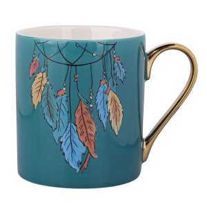 Kubek porcelanowy Exotic Pióra niebieski 300 ml