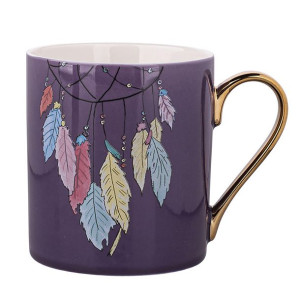 Kubek porcelanowy Exotic Pióra fioletowy 300 ml