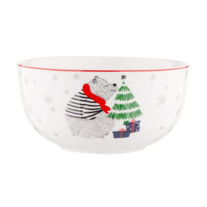 Miska salaterka porcelanowa Winter Friends Niedźwiadek 13 cm
