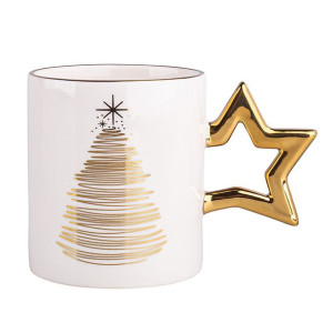 Golden Christmas Kubek Prosty Nbc 350 Ml Ze Złotym Uchem W Kszt. Gwiazdki B
