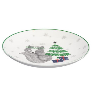 Talerz deserowy porcelanowy Winter Friends Lisek 21 cm