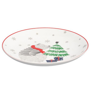 Talerz deserowy porcelanowy Winter Friends Niedźwiadek 21 cm