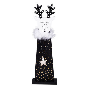 Figurka Drewniana Renifer Czarna 12x5x38 Cm