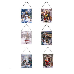Obraz Pionowy Z Lampkami Led 15x20x1,8cm Mix 6 Wzorów (display 12 Sztuk) Bz