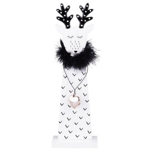 Figurka Drewniana Renifer Biała 10x5x31,5 Cm