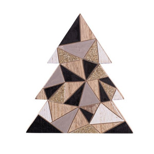 Figurka Drewniana Choinka Geometryczne Wzory 14x15,5x2 Cm