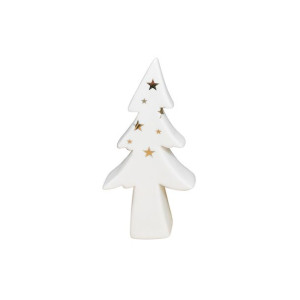 Figurka Porcelanowa Choinka Biała Ze Złotymi Gwiadkami 7,5x3x16 Cm Bz
