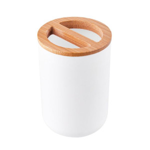 Kubek Na Szcztoteczki Plastikowy Z Bambusem 7x7x10,5 Cm (łazienka)