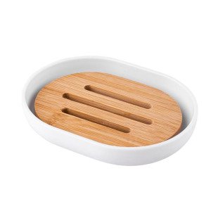 Mydelniczka Plastikowa Z Bambusem 12x9x2,5 Cm (łazienka)