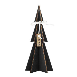 Figurka Choinka Drewniana Z Welurowym Wykończeniem 22 Cm Czarno-złota N/n B