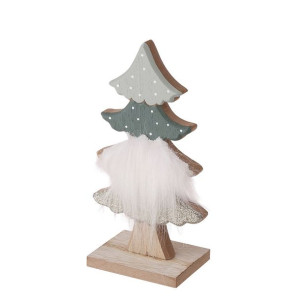 Figurka Drewniana Choinka Z Futerkiem 9,5x6x18,5 Cm N/n Bz