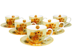Filiżanki ze spodkami 280 ml komplet 6 szt. sunflowers by v. van gogh