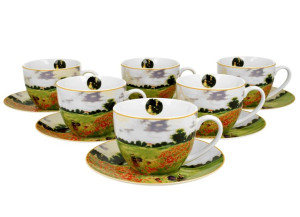 Filiżanki ze spodkami 280 ml komplet 6 szt. poppy field c. monet