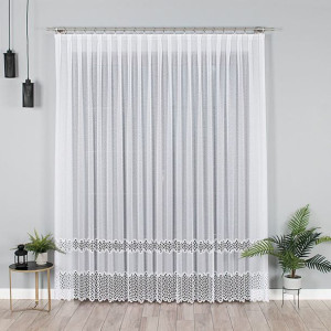 Firanka z aplikacją na markizecie ze wzorem pasowym, wysokość 280cm, kolor