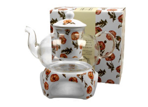 Dzbanek szklany 1000 ml z podgrzewaczem wild poppies