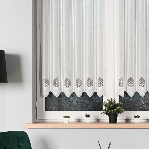 Firanka z aplikacją panelowa, wysokość 120cm, kolor 012 kremowy
