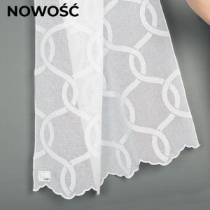 Firanka haftowana ze wzorem na samym dole, wysokość 280cm, kolor 001 biały