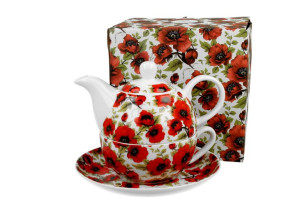 Tea for one porcelanowy / filiżanka z dzbankiem i spodkiem lina