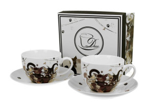 Filiżanki ze spodkami 280 ml komplet 2 szt. cats family