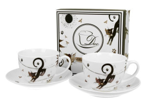 Filiżanki ze spodkami 280 ml komplet 2 szt. charming cats