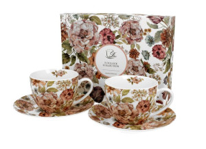 Filiżanki ze spodkami 280 ml komplet 2 szt. pastel flowers