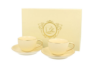 Ecru filiżanki espresso ze spodkami 120 ml komplet 2 szt. ice cream