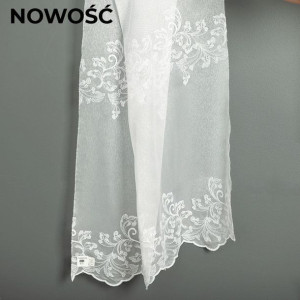 Firanka haftowana ze wzorem pasowym, wysokość 250cm, kolor 001 biały z błys
