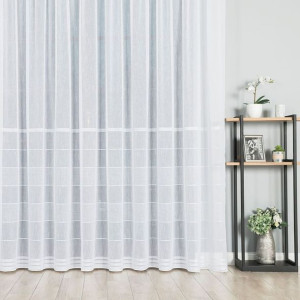 Firanka fantazyjna ze wzorem pasowym z ołowianką, wysokość 280cm, kolor 001