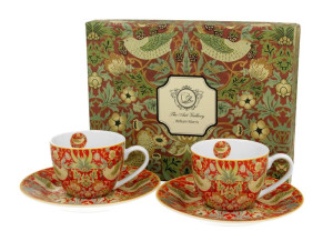 Filiżanki espresso ze spodkami 110 ml komplet 2 szt. strawberry thief red w