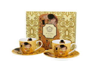 Filiżanki espresso ze spodkami 110 ml komplet 2 szt. the kiss ecru by gusta