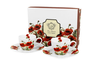 Filiżanki espresso ze spodkami 110 ml komplet 2 szt. classic poppies