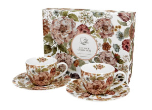 Filiżanki espresso ze spodkami 110 ml komplet 2 szt. pastel flowers