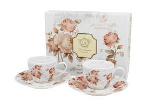 Filiżanki espresso ze spodkami 110 ml komplet 2 szt. secesja