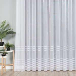 Firanka fantazyjna ze wzorem pasowym z ołowianką, wysokość 300cm, kolor 020