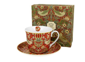 Filiżanka jumbo ze spodkiem 400 ml strawberry thief red william morris