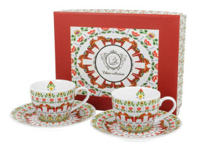 Filiżanki espresso ze spodkami 110 ml komplet 2 szt. wzór skandynawski