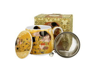 Kubek baryłka z zaparzaczem 430 ml the kiss ecru by gustav klimt