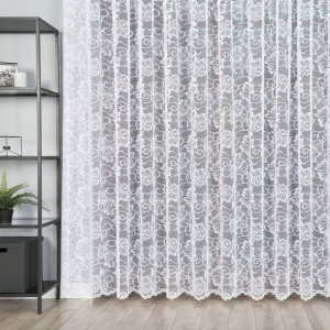 Firanka żakardowa ze wzorem po całości, wysokość 250cm, kolor 001 biały