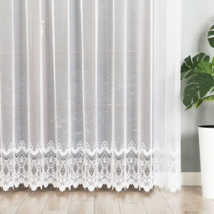 Firanka żakardowa ze wzorem na samym dole, wysokość 250cm, kolor 001 biały