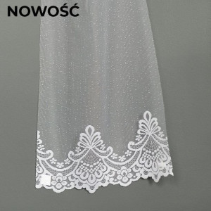 Firanka żakardowa ze wzorem na samym dole, wysokość 250cm, kolor 001 biały