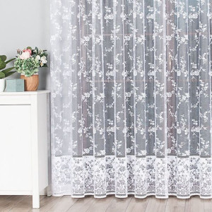 Firanka żakardowa ze wzorem po całości, wysokość 250cm, kolor 001 biały